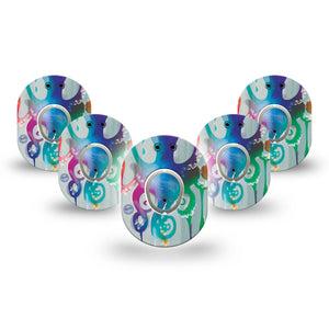 ExpressionMed Octopus Tattoo Dexcom G7 Mini Tape, Dexcom Stelo Glucose Biosensor System, 5-Pack Tape and 5-Pack Sticker, Sea Animal, Patch Continuous Glucose Monitor Design