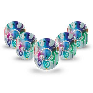 ExpressionMed Octopus Tattoo Dexcom G7 Mini Tape, Dexcom Stelo Glucose Biosensor System, 5-Pack Tape and 5-Pack Sticker, Sea Animal, Patch Continuous Glucose Monitor Design