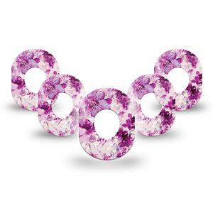 ExpressionMed Violet Orchids Dexcom G7 Mini Tape, Dexcom Stelo Glucose Biosensor System, 5-Pack Tape, Purple Flowers, Adhesive Tape Design, Dexcom Stelo Glucose Biosensor System