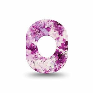ExpressionMed Violet Orchids Dexcom G7 Mini Tape, Dexcom Stelo Glucose Biosensor System, Single Tape and Single Sticker, Purple Flowers, Patch Continuous Glucose Monitor Design, Purple Flowers, Adhesive Tape Design, Dexcom Stelo Glucose Biosensor System