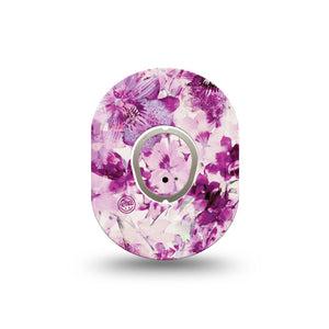 ExpressionMed Violet Orchids Dexcom G7 Mini Tape, Dexcom Stelo Glucose Biosensor System, Single Tape and Single Sticker, Purple Flowers, Patch Continuous Glucose Monitor Design