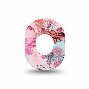 ExpressionMed Whimsical Blossoms Dexcom G7 Mini Tape, Dexcom Stelo Glucose Biosensor System, Single Tape, Pink and Blue Flowers Design, Dexcom Stelo Glucose Biosensor System