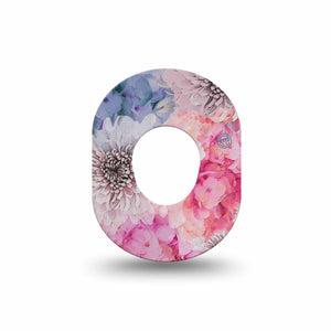 ExpressionMed Bloom Town Dexcom G7 Mini Tape, Dexcom Stelo Glucose Biosensor System, Single Tape, Pink and Blue Dhalia Design, Dexcom Stelo Glucose Biosensor System