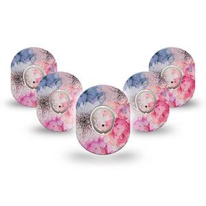 ExpressionMed Bloom Town Dexcom G7 Mini Tape, Dexcom Stelo Glucose Biosensor System, 5-Pack Tape and 5-Pack Sticker, Dreamy Dhalia, Patch Continuous Glucose Monitor Design