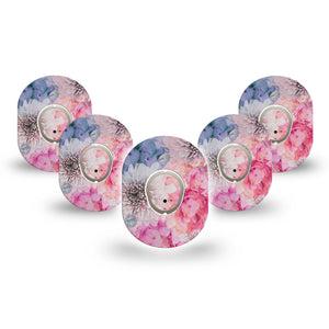 ExpressionMed Bloom Town Dexcom G7 Mini Tape, Dexcom Stelo Glucose Biosensor System, 5-Pack Tape and 5-Pack Sticker, Dreamy Dhalia, Patch Continuous Glucose Monitor Design