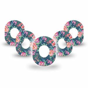 ExpressionMed Floral Enchantment Dexcom G7 Mini Tape 5-Pack Mesmerizing Florals, CGM Overlay Patch Design, Dexcom Stelo Glucose Biosensor System
