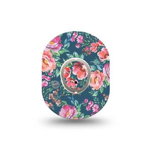 ExpressionMed Floral Enchantment Dexcom G7 Mini Tape Enchanting Florals, CGM Adhesive Patch Design, Dexcom Stelo Glucose Biosensor System with center sticker