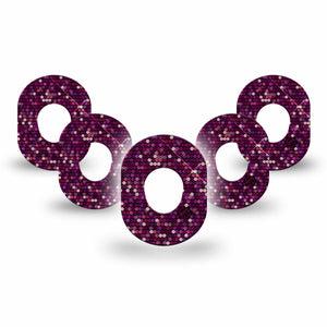 ExpressionMed Pink Sequins Dexcom G7 Mini Tape, Dexcom Stelo Glucose Biosensor System, 5-Pack Tape, Pink Glitters, CGM Overlay Patch Design, Dexcom Stelo Glucose Biosensor System
