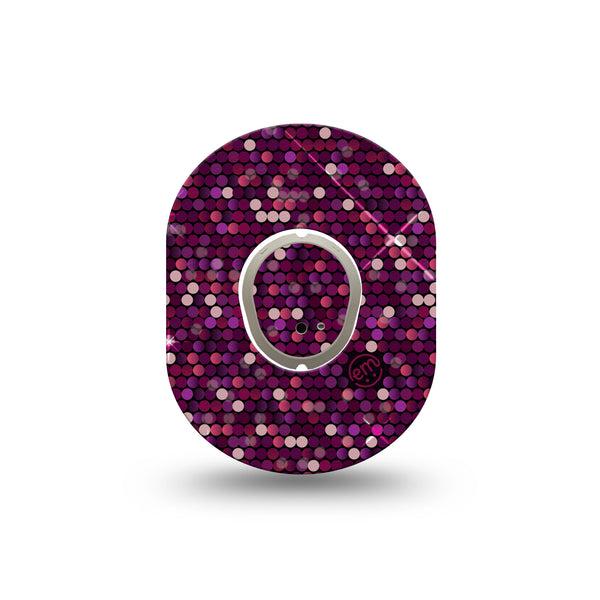 ExpressionMed Pink Sequins Dexcom G7 Mini Tape, Dexcom Stelo Glucose Biosensor System, Single Tape and Single Sticker, Pink Glamour, Patch Continuous Glucose Monitor Design