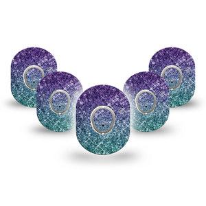 ExpressionMed Glittering Ombre Dexcom G7 Mini Tape, Dexcom Stelo Glucose Biosensor System, 5-Pack Tape and 5-Pack Sticker Gradient Sparkle, Patch Continuous Glucose Monitor Design