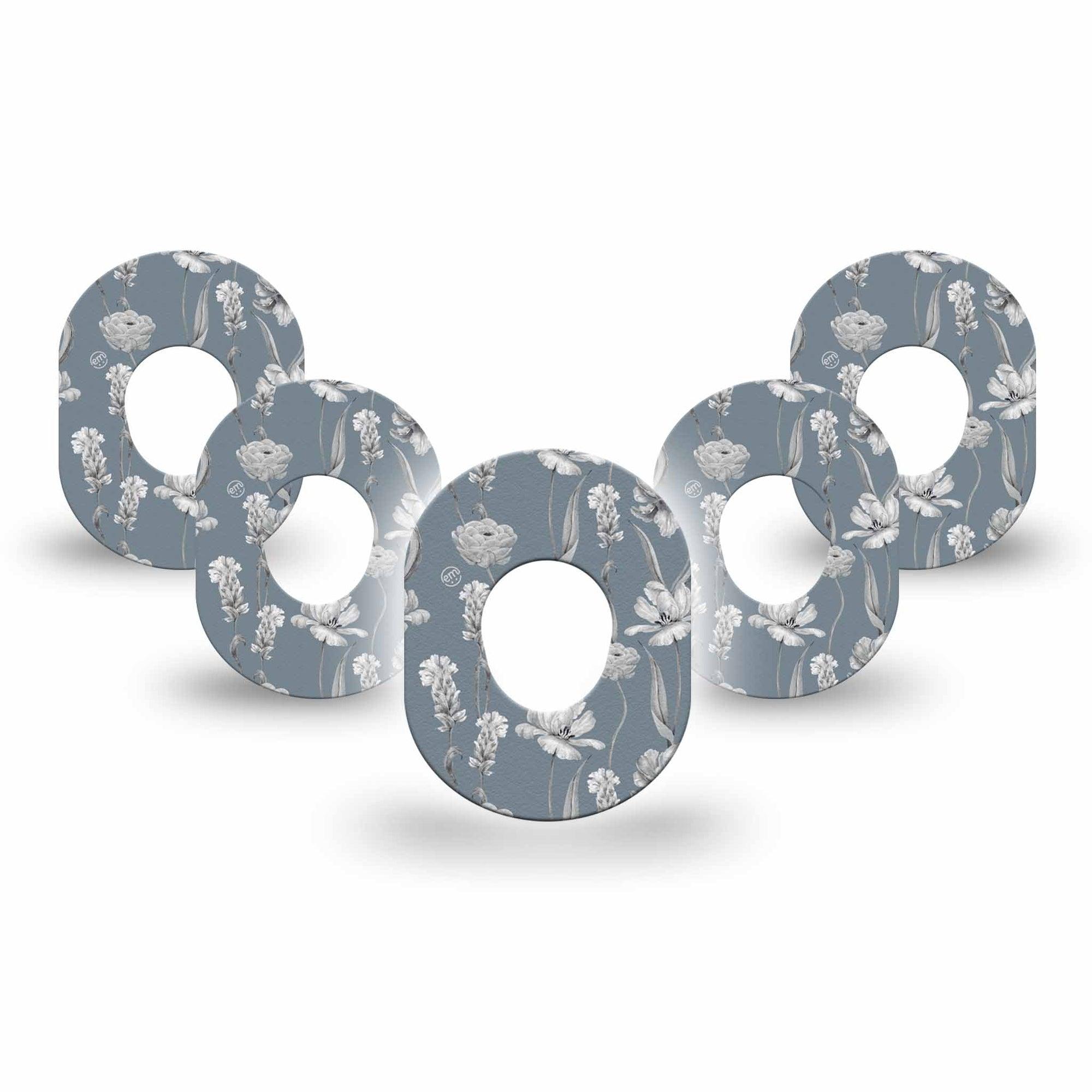 ExpressionMed Muted Petals Dexcom G7 Mini Tape, Dexcom Stelo Glucose Biosensor System, 5-Pack Tape Elegant Petals, Plaster CGM Design