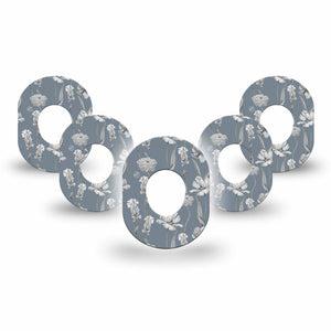 ExpressionMed Muted Petals Dexcom G7 Mini Tape, Dexcom Stelo Glucose Biosensor System, 5-Pack Tape Elegant Petals, Plaster CGM Design