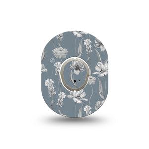 ExpressionMed Muted Petals Dexcom G7 Mini Tape, Dexcom Stelo Glucose Biosensor System, Single Tape and Single Sticker Elegant Petals, Plaster CGM Design