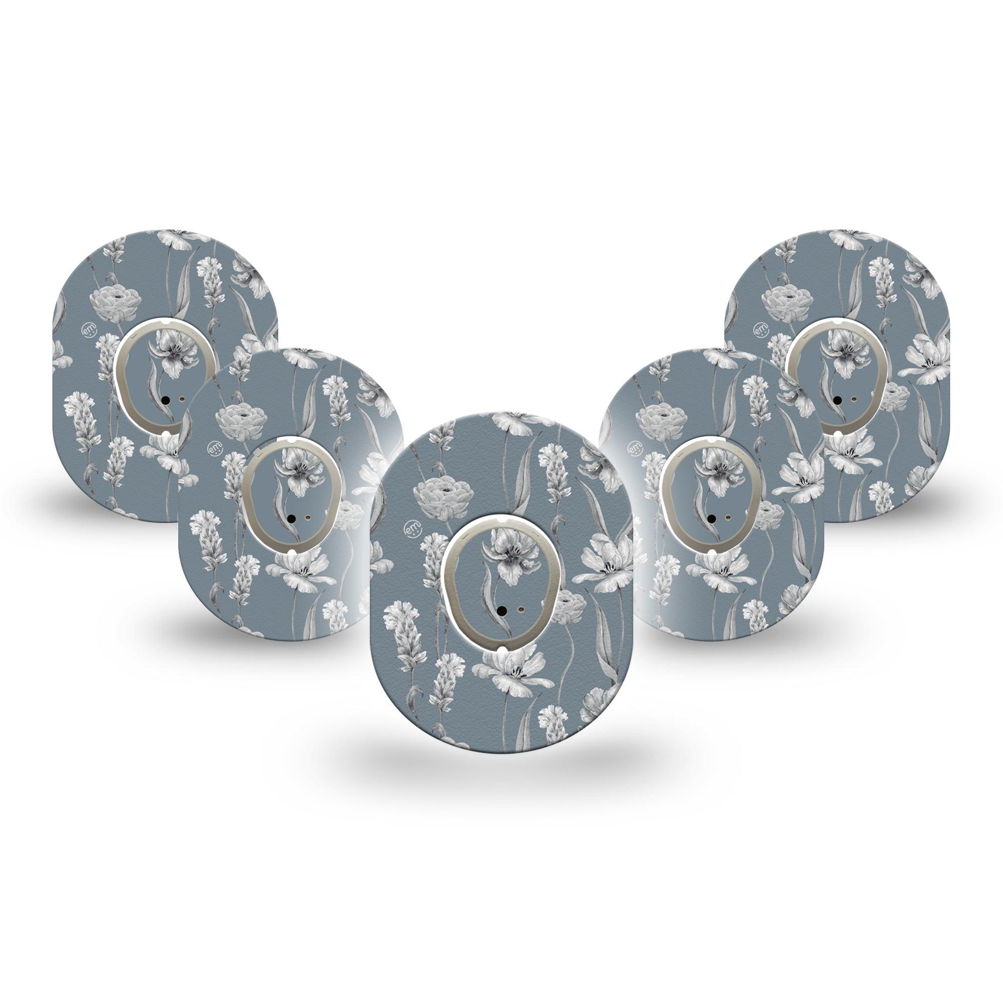 ExpressionMed Muted Petals Dexcom G7 Mini Tape, Dexcom Stelo Glucose Biosensor System, 5-Pack Tape and 5-Pack Sticker Gentle Flowers, Adhesive Tape CGM Design