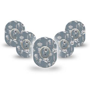 ExpressionMed Muted Petals Dexcom G7 Mini Tape, Dexcom Stelo Glucose Biosensor System, 5-Pack Tape and 5-Pack Sticker Gentle Flowers, Adhesive Tape CGM Design