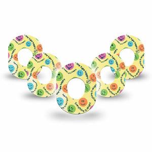 ExpressionMed Smileys Dexcom G7 Mini Tape, Dexcom Stelo Glucose Biosensor System, 5-Pack Tape, Vibrant Smiles, CGM Overlay Patch Design, Dexcom Stelo Glucose Biosensor System