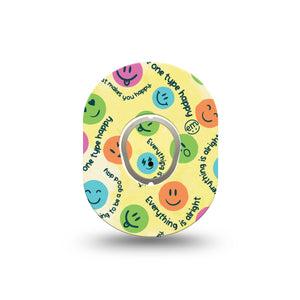 ExpressionMed Smileys Dexcom G7 Mini Tape, Dexcom Stelo Glucose Biosensor System, Single Tape and Single Sticker, Colorful Smiles, Patch Continuous Glucose Monitor Design