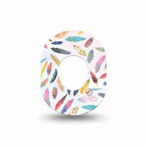 ExpressionMed Feathers Dexcom G7 Mini Tape, Dexcom Stelo Glucose Biosensor System, Single Tape, Vibrant Feathers, CGM Plaster Patch Design, Dexcom Stelo Glucose Biosensor System