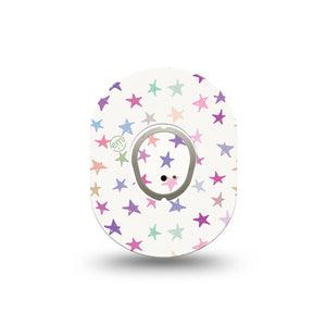 ExpressionMed Bright Stars Dexcom G7 Mini Tape, Dexcom Stelo Glucose Biosensor System, Single Tape and Single Sticker, Shining Stars, Patch Continuous Glucose Monitor Design