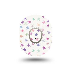 ExpressionMed Bright Stars Dexcom G7 Mini Tape, Dexcom Stelo Glucose Biosensor System, Single Tape and Single Sticker, Shining Stars, Patch Continuous Glucose Monitor Design