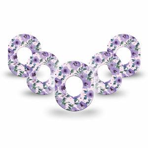 ExpressionMed Flowering Amethyst Dexcom G7 Mini Tape, Dexcom Stelo Glucose Biosensor System, 5-Pack Tape, Lavender Flowerets, CGM Overlay Patch Design, Dexcom Stelo Glucose Biosensor System