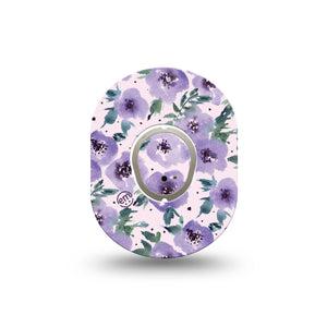 ExpressionMed Flowering Amethyst Dexcom G7 Mini Tape, Dexcom Stelo Glucose Biosensor System, Single Tape and Single Sticker, Purple Florals, Patch Continuous Glucose Monitor Design
