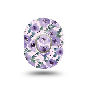 ExpressionMed Flowering Amethyst Dexcom G7 Mini Tape, Dexcom Stelo Glucose Biosensor System, Single Tape and Single Sticker, Purple Florals, Patch Continuous Glucose Monitor Design