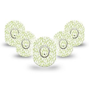 ExpressionMed Sage Greens Dexcom G7 Mini Tape, Dexcom Stelo Glucose Biosensor System, 5-Pack Tape and 5-Pack Sticker, Sage Artwork, Patch Continuous Glucose Monitor Design