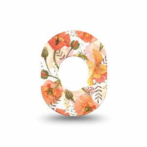 ExpressionMed Peachy Blooms Dexcom G7 Mini Tape, Dexcom Stelo Glucose Biosensor System, Single Tape, Wild Florals, CGM Fixing Ring Design, Dexcom Stelo Glucose Biosensor System
