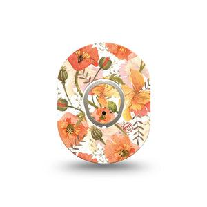 ExpressionMed Peachy Blooms Dexcom G7 Mini Tape, Dexcom Stelo Glucose Biosensor System, Single Sticker and Tape, Wild Florals, CGM Fixing Ring Design, Dexcom Stelo Glucose Biosensor System