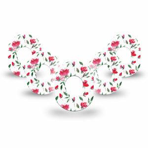 ExpressionMed Rose Garden Dexcom G7 Mini Tape, Dexcom Stelo Glucose Biosensor System, 5-Pack Tape, Rose Blossoms, CGM Plaster Patch Design, Dexcom Stelo Glucose Biosensor System