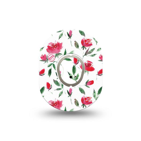 ExpressionMed Rose Garden Dexcom G7 Mini Tape, Dexcom Stelo Glucose Biosensor System, Single Tape and Single Sticker, Blooming Roses, Patch Continuous Glucose Monitor Design