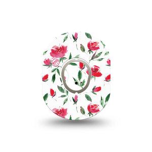 ExpressionMed Rose Garden Dexcom G7 Mini Tape, Dexcom Stelo Glucose Biosensor System, Single Tape and Single Sticker, Blooming Roses, Patch Continuous Glucose Monitor Design
