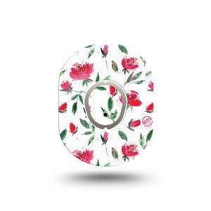 ExpressionMed Rose Garden Dexcom G7 Mini Tape, Dexcom Stelo Glucose Biosensor System, Single Tape and Single Sticker, Blooming Roses, Patch Continuous Glucose Monitor Design