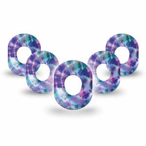 ExpressionMed Purple Tie Dye Dexcom G7 Mini Tape, Dexcom Stelo Glucose Biosensor System, 5-Pack Tape, Color Structure, CGM Adhesive Patch Design, Dexcom Stelo Glucose Biosensor System