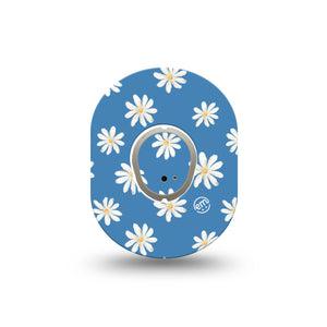 ExpressionMed Painted Daisies Dexcom G7 Mini Tape, Dexcom Stelo Glucose Biosensor System, Single Tape and Single Sticker, Floral Artwork, Patch Continuous Glucose Monitor Design