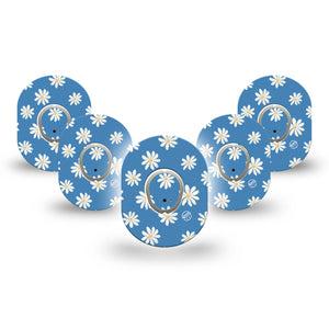 ExpressionMed Painted Daisies Dexcom G7 Mini Tape, Dexcom Stelo Glucose Biosensor System, 5-Pack Tape and 5-Pack Sticker, Floral Sketch, Patch Continuous Glucose Monitor Design