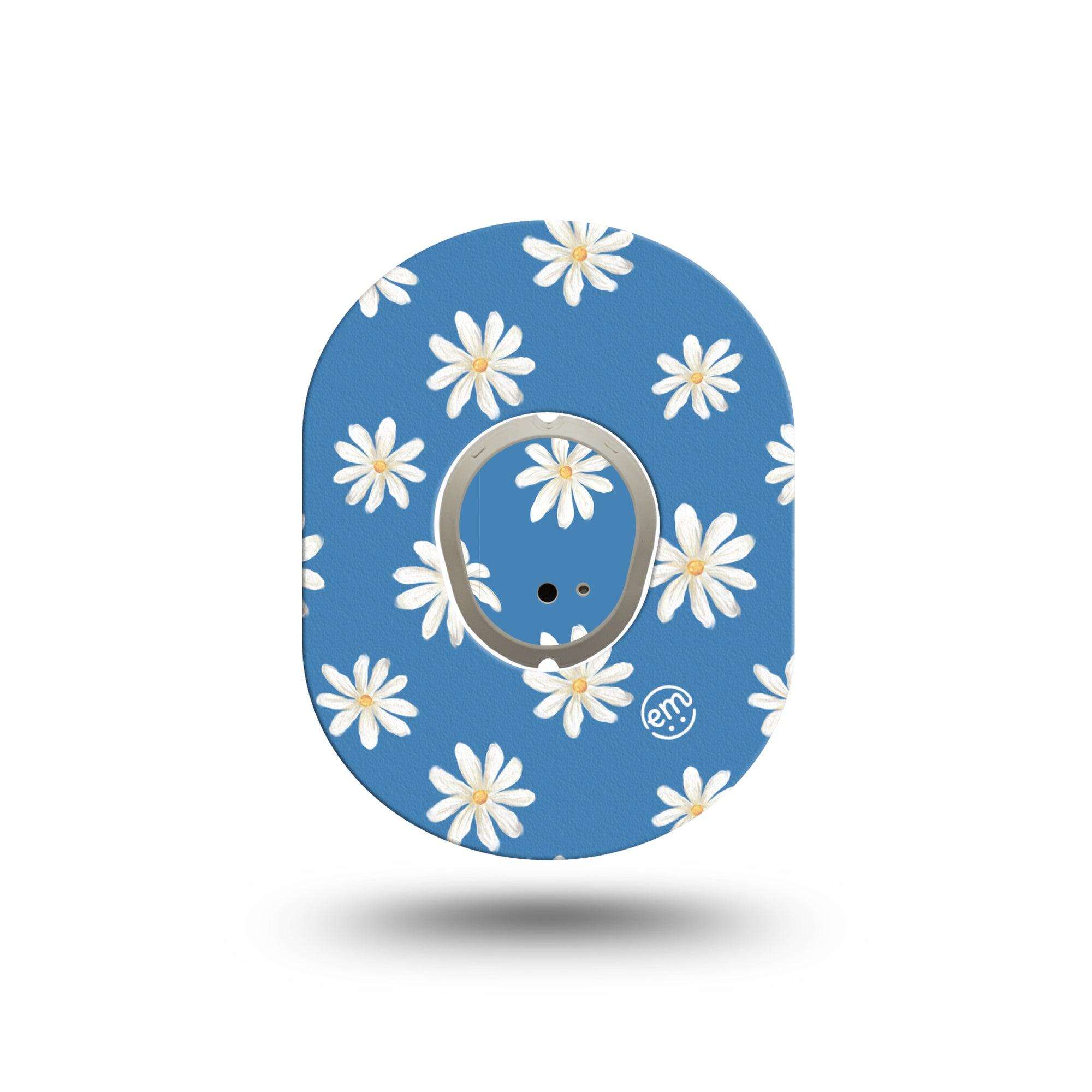 ExpressionMed Painted Daisies Dexcom G7 Mini Tape, Dexcom Stelo Glucose Biosensor System, Single Tape and Single Sticker, Floral Artwork, Patch Continuous Glucose Monitor Design