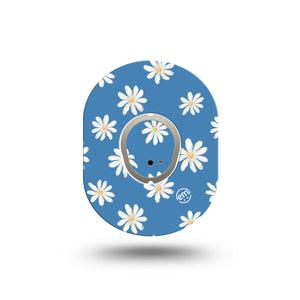 ExpressionMed Painted Daisies Dexcom G7 Mini Tape, Dexcom Stelo Glucose Biosensor System, Single Tape and Single Sticker, Floral Artwork, Patch Continuous Glucose Monitor Design