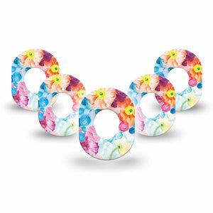 ExpressionMed Watercolor Poppies Dexcom G7 Mini Tape, Dexcom Stelo Glucose Biosensor System, 5-Pack Tape, Light-colored Flowerets, CGM Adhesive Patch Design, Dexcom Stelo Glucose Biosensor System