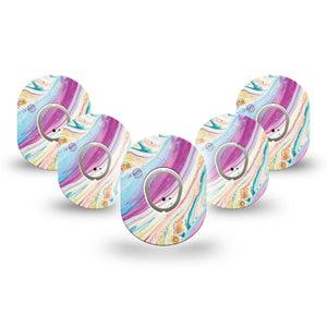 ExpressionMed Shimmering Marble Dexcom G7 Mini Tape, Dexcom Stelo Glucose Biosensor System, 5-Pack Tape and 5-Pack Sticker Glimmering Marbles, Patch Continuous Glucose Monitor Design