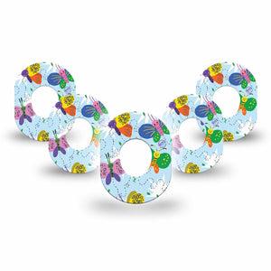 ExpressionMed Cute Butterflies Dexcom G7 Mini Tape, Dexcom Stelo Glucose Biosensor System, 5-Pack Tape, Multicolored Butterflies, CGM Plaster Patch Design, Dexcom Stelo Glucose Biosensor System