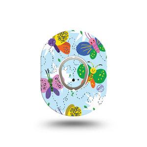 ExpressionMed Cute Butterflies Dexcom G7 Mini Tape, Dexcom Stelo Glucose Biosensor System, Single Tape and Single Sticker, Vibrant Butterflies, Patch Continuous Glucose Monitor Design