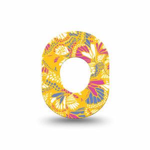 ExpressionMed Yellow Butterfly Wings Dexcom G7 Mini Tape, Dexcom Stelo Glucose Biosensor System, Single Tape, Multicolored Insect Wings, CGM Plaster Patch Design, Dexcom Stelo Glucose Biosensor System