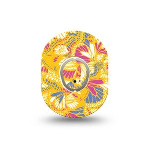 ExpressionMed Yellow Butterfly Wings Dexcom G7 Mini Tape, Dexcom Stelo Glucose Biosensor System, Single Tape and Single Sticker, Multicolored Insect Wings, Patch Continuous Glucose Monitor Design