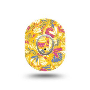 ExpressionMed Yellow Butterfly Wings Dexcom G7 Mini Tape, Dexcom Stelo Glucose Biosensor System, Single Tape and Single Sticker, Multicolored Insect Wings, Patch Continuous Glucose Monitor Design