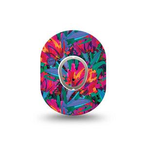 ExpressionMed Bold Petals Dexcom G7 Mini Tape Psychedelic Petals, CGM Adhesive Patch Design, Dexcom Stelo Glucose Biosensor System with center sticker