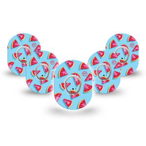 ExpressionMed Watermelon Slices Dexcom G7 Mini Tape, Dexcom Stelo Glucose Biosensor System, 5-Pack Tape and 5-Pack Sticker Watery Fruit, Patch Continuous Glucose Monitor Design