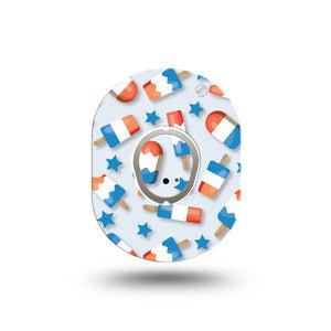 ExpressionMed Patriotic Popsicles Dexcom G7 Mini Tape, Dexcom Stelo Glucose Biosensor System, Single Tape and Single Sticker, Tri-colored Ice Lolly, Patch Continuous Glucose Monitor Design