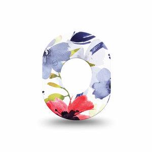 ExpressionMed Red White & Blue Flowers Dexcom G7 Mini Tape, Dexcom Stelo Glucose Biosensor System, Single Tape, Artsy Florals, CGM Adhesive Patch Design, Dexcom Stelo Glucose Biosensor System